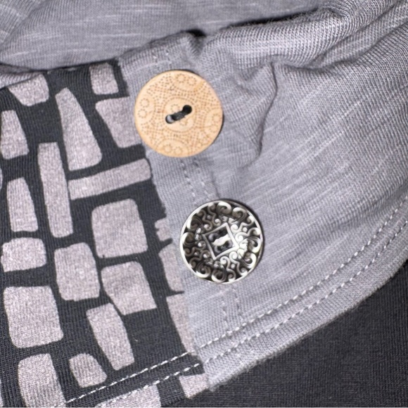 Neon Buddha Black and Gray Asymmetrical Cowl Neck Dress NWT - Picture 2 of 8